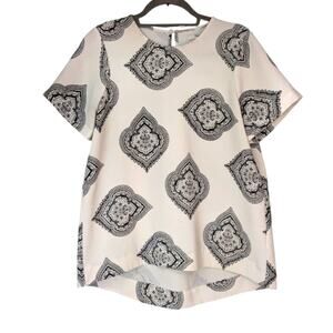 Madewell Women's Blouse Black White Baroque Paisley Top Size Medium